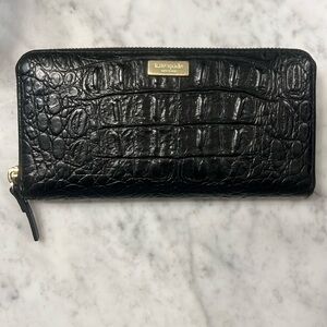 Kate Spade Black Croc Embossed Wallet